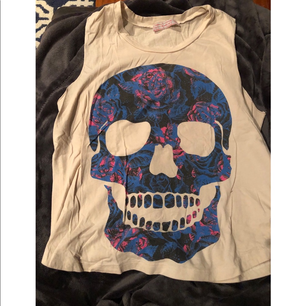 ‘Floral Sugarskull’ print tank top